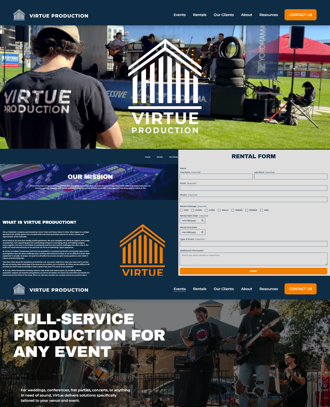 Screenshots from client's website in a collage.